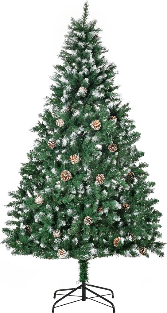 Sztuczna choinka 180 cm — sosna HOMCOM, 1111 gałązek, 59 szyszek, efekt śniegu | Aosom PL