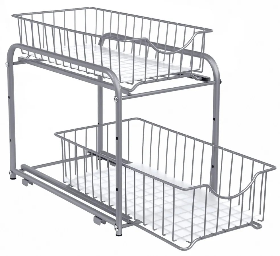 Organizer z wysuwanymi koszami SOLIDO do układania w stos, szary