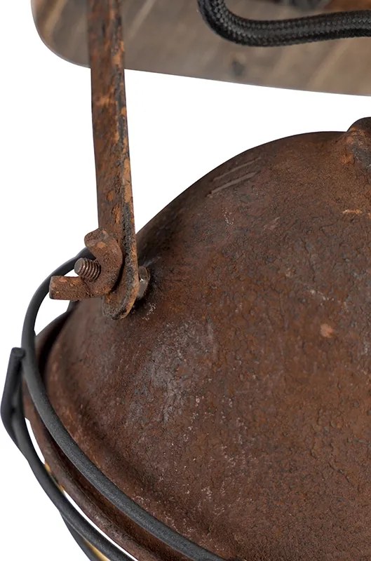 Przesuwny reflektor industrialny brązowo-rdzawy z drewnem - Gina