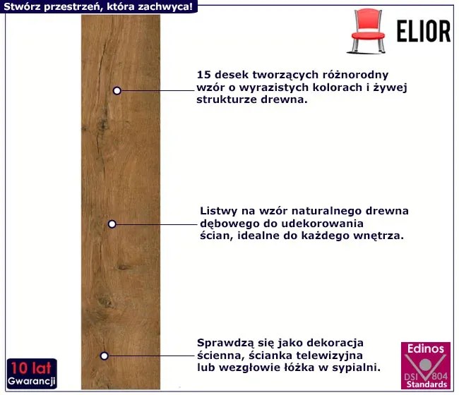 Ciemnobrązowe panele ścienne na wzór drewna L6-P07