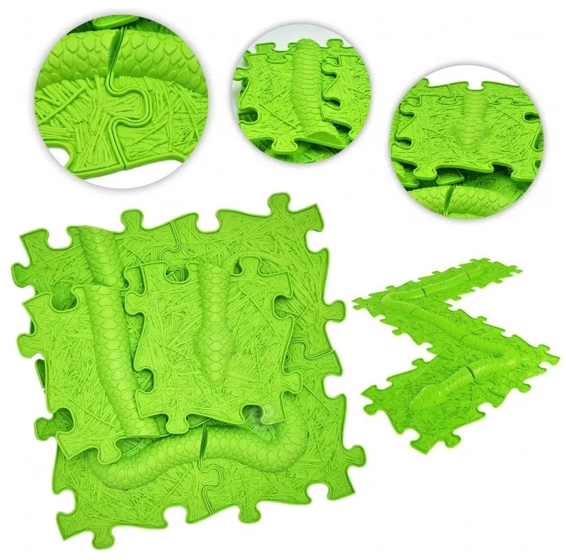 Woopie mata sensoryczna ortopedyczna puzzle wąż zielony 6 el.