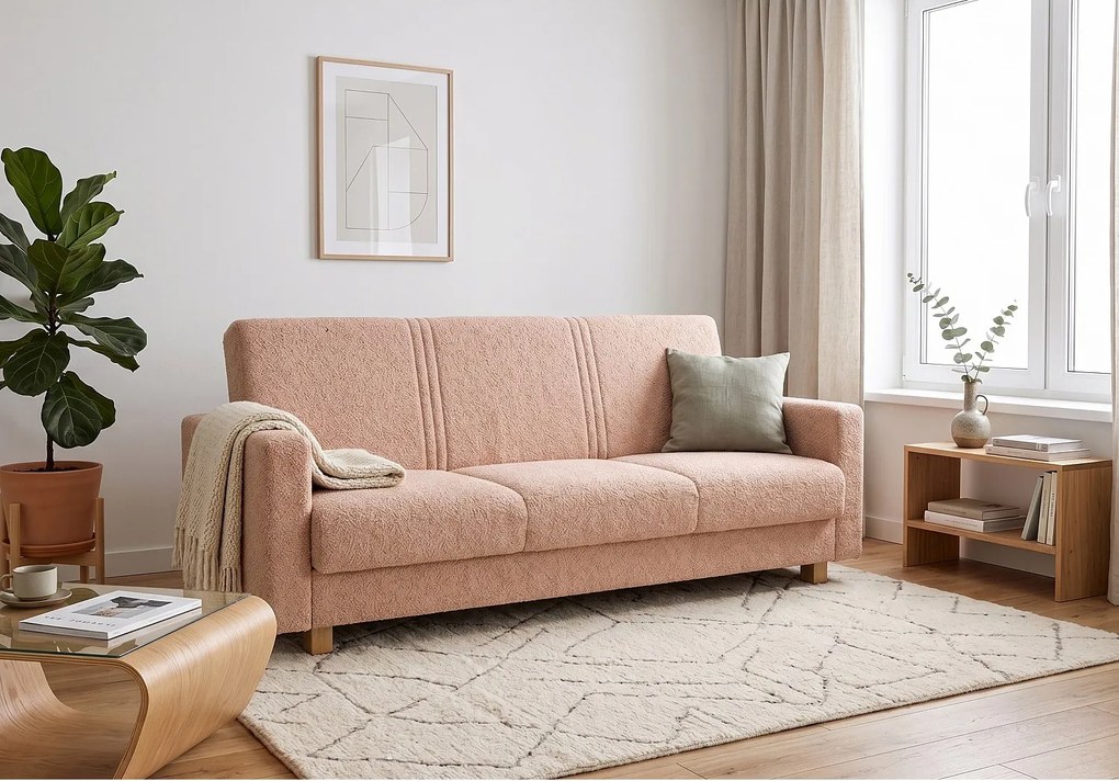 Wersalka HAVEN 210 cm – elegancka sofa rozkładana z pojemnikiem na pościel beżowa