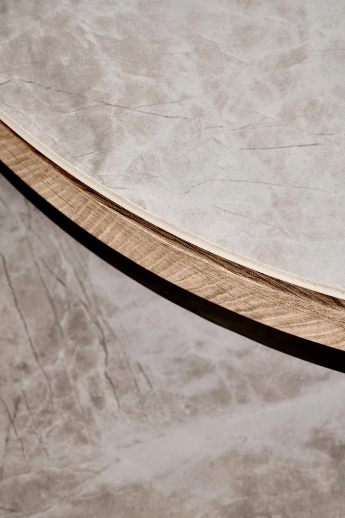 Zestaw 2 okrągłych ław 54/48 44/38 popiel spiek szaru marmur /grafit ITAKA