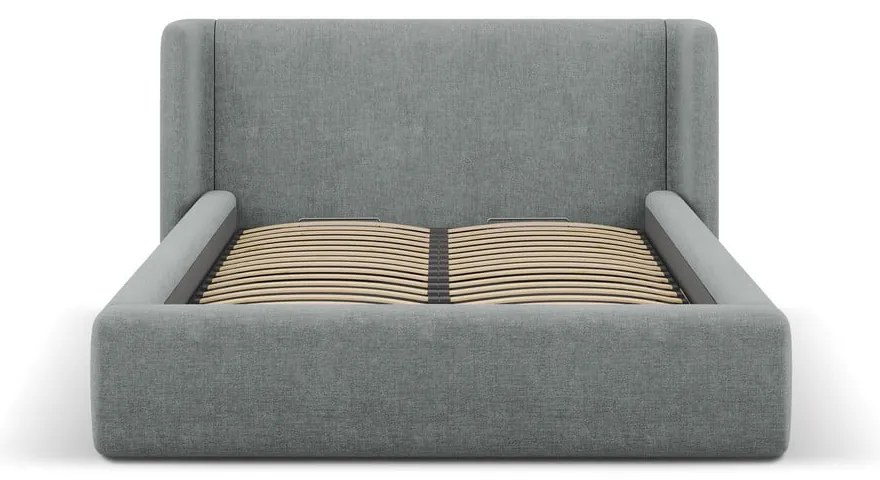 Ciemnoszare tapicerowane łóżko dwuosobowe ze schowkiem ze stelażem 160x200 cm Jason – Windsor &amp; Co Sofas