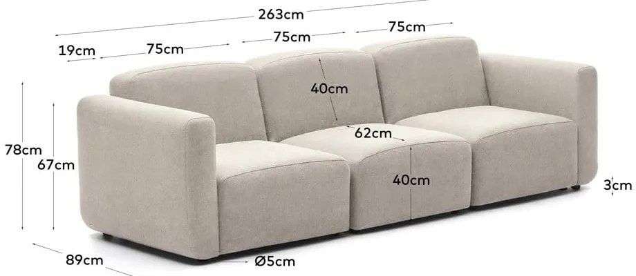 Beżowa sofa 263 cm Neom – Kave Home