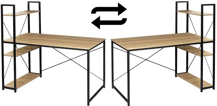 Industrialne Biurko Komputerowe Z Regałem Modern Oak A4-W67