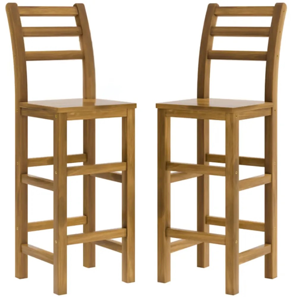 Casaria Krzesła barowe OSLO z oparciem, 2 szt., 40x36x110cm, naturalny brąz