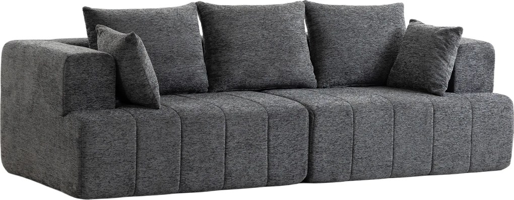HOMCOM Sofa 3-osobowa, Cloud-sofa z Chenille z grubą warstwą i kieszeniowymi sprężynami, szerokie i głębokie siedzisko, szerokie podłokietniki, poduszki, szara | Aosom PL