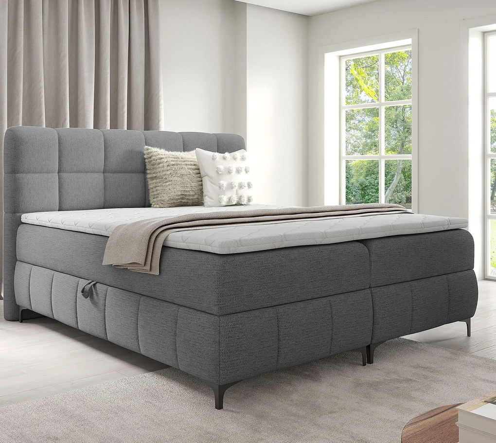 Szare tapicerowane łóżko kontynentalne 5 rozmiarów S6-Z70