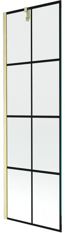 Mexen Next parawan nawannowy 1-skrzydłowy 60 x 150 cm, czarna kratka, złoty szczotkowany - 895-060-000-00-77-55