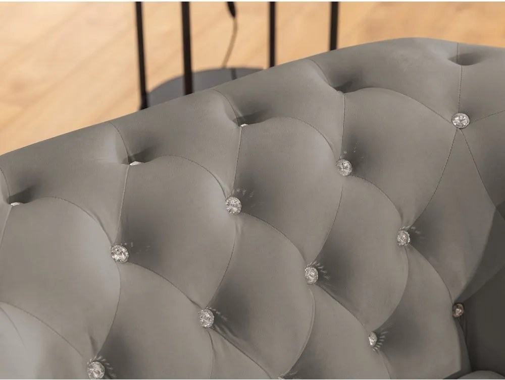 Szary aksamitny rozkładany narożnik (lewostronny/w kształcie litery L) York Blik – Ropez