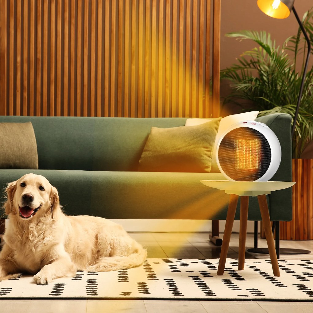 Termowentylator nagrzewnica grzejnik elektryczny ogrzewanie ciepło 900 W / 1500 W kolor biały + czarny | Aosom.pl