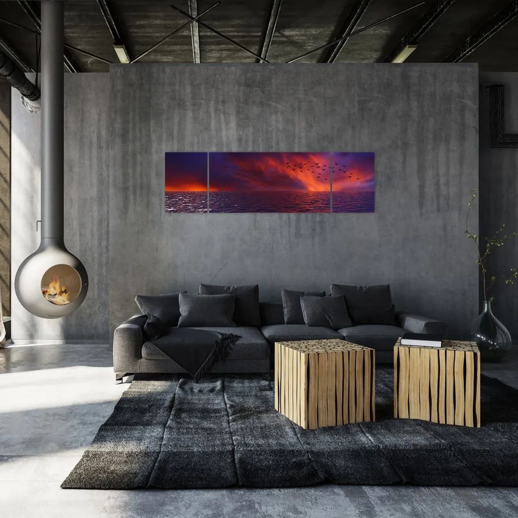 Obraz morza z ptakami (170x50 cm)
