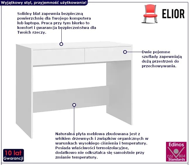 Białe biurko z szufladami - Sartene