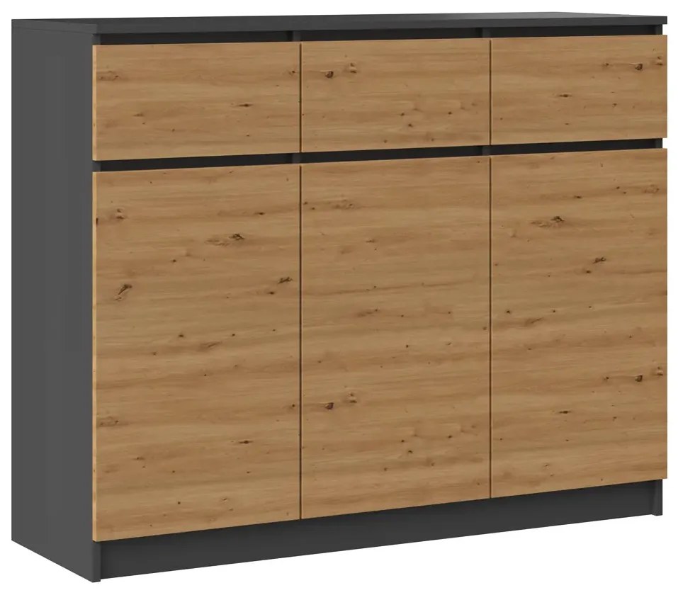 Industrialny zestaw komoda i szafa antracyt + dąb artisan B2-G07