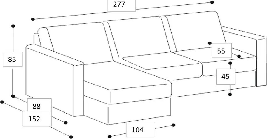 Szary narożnik (lewostronny/z szezlongiem) Copenhagen – Scandic
