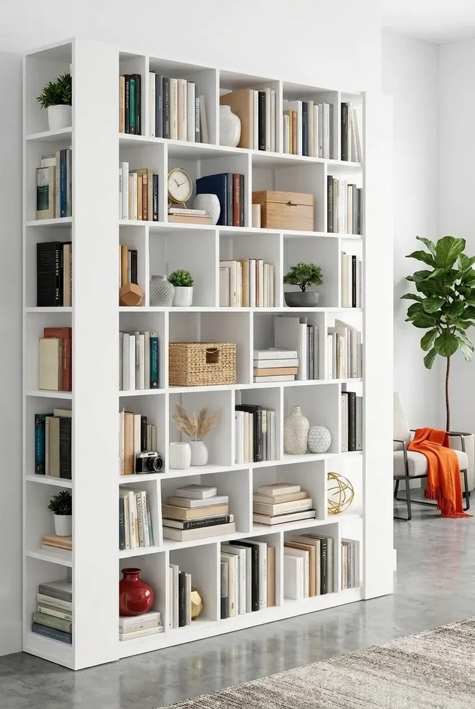 Biała duża biblioteczka regał na książki do salonu E8-E68