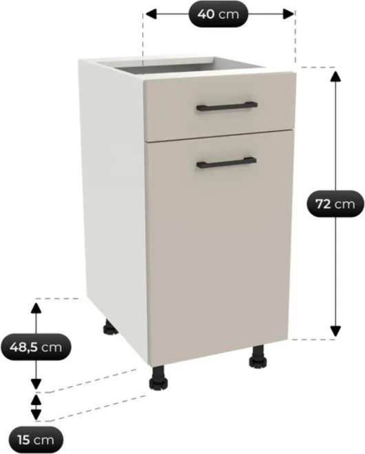 Zestaw Mebli Kuchennych MODERN 200 cm Kaszmir/Biały Nowoczesny