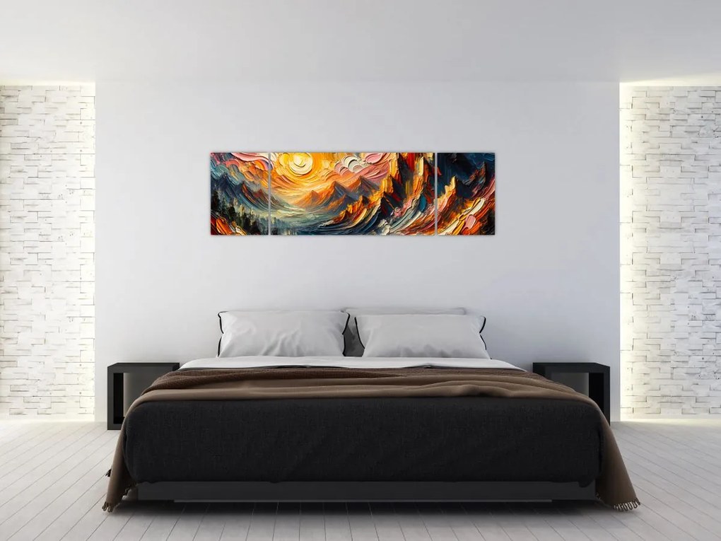 Obraz - Góry oświetlone słońcem (170x50 cm)