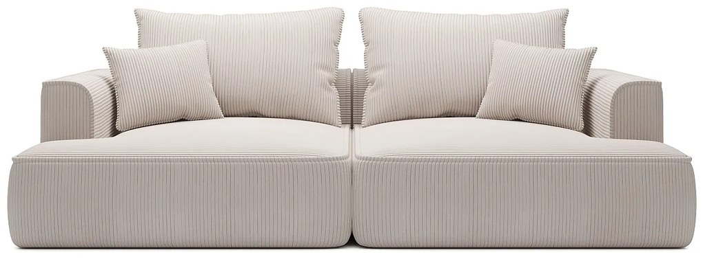 Kanapa 4-osobowa z głębokim siedziskiem z sztruksu beżowego PINETA