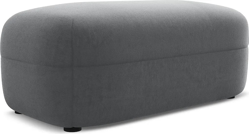 Pufa - z tkaniny welwetowej - stalowy - MOANA