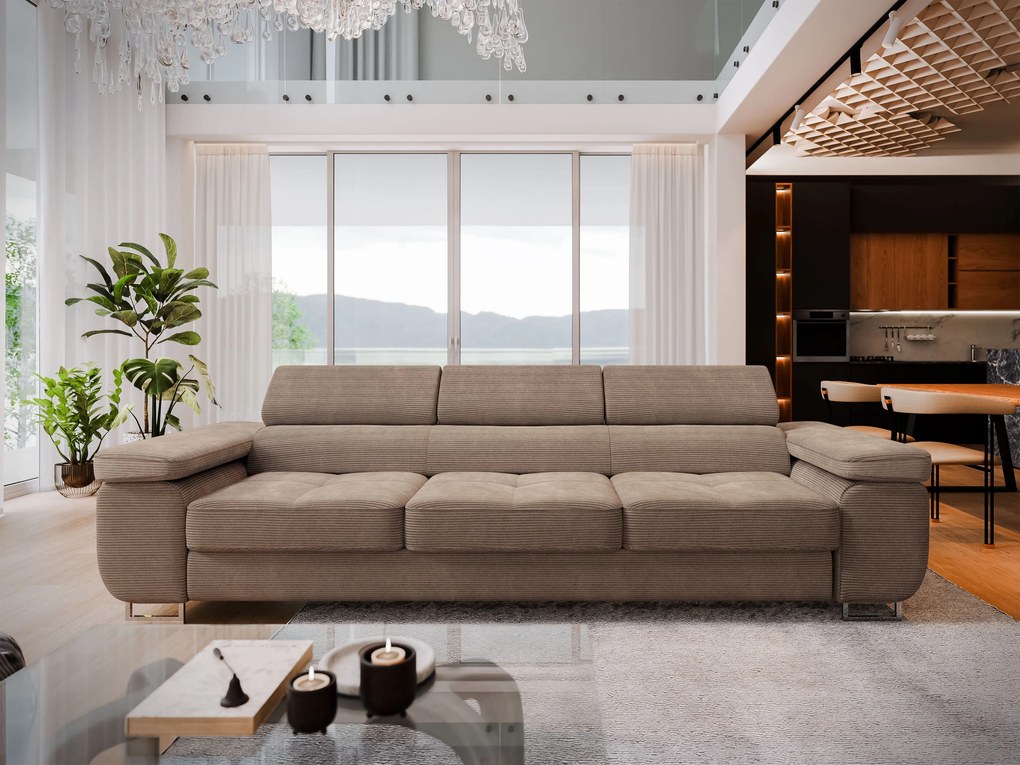 Masseno Sofa MOSINE z funkcją spania, Rozkładana sofa - Beżowy, POSO 02