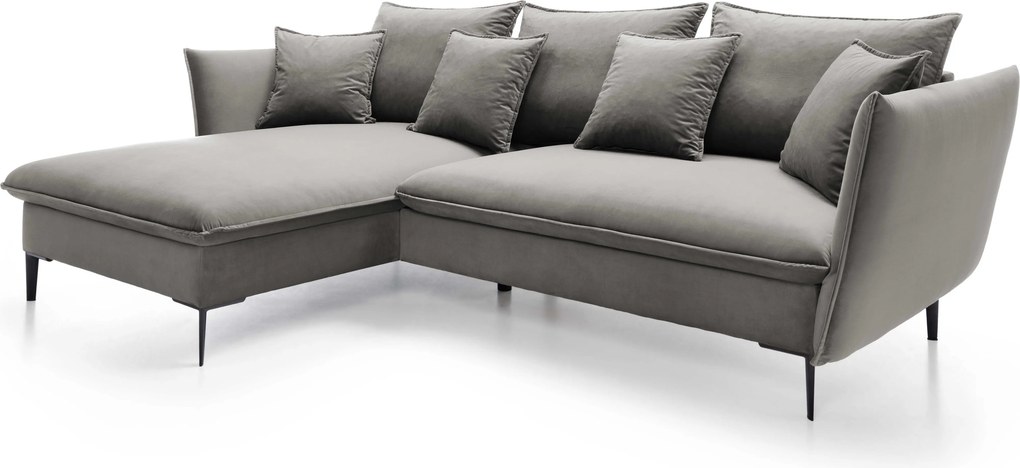 Masseno Narożnik SOLE z funkcją spania i pojemnikiem na pościel Narozniki L, Rozkładana sofa - Szary, RIVIERA 91