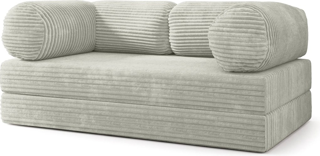 Masseno Sofa piankowa ALVIO z funkcją spania, Kanapa z pianki do salonu, Bezmontażowa, Tkanina sztruksowa – Jasnoszary TILIA 83