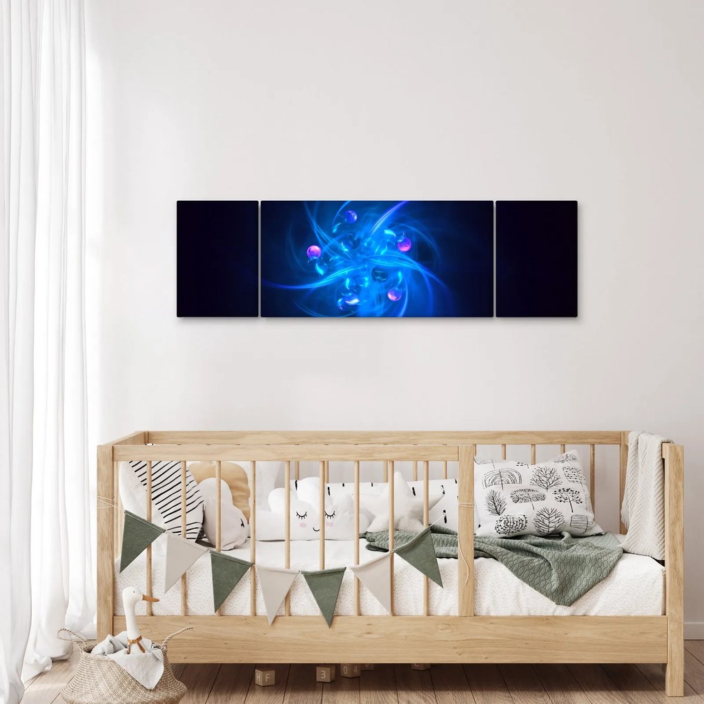 Nowoczesny obraz niebieskiej abstrakcji (170x50 cm)