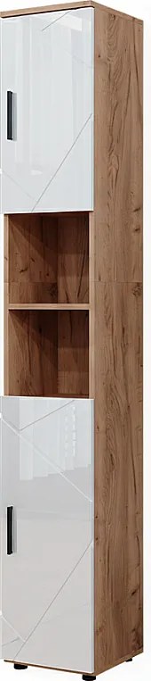 Szafka łazienkowa biały wysoki połysk/złoty dąb power 30x30x192 irma