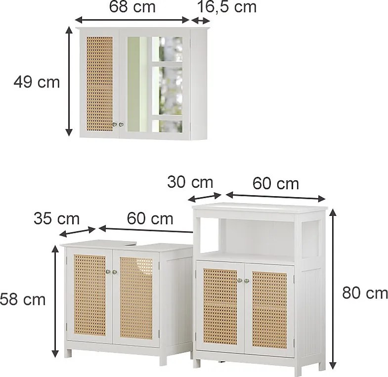 Zestaw mebli łazienkowych biały 60x35x58 rosario