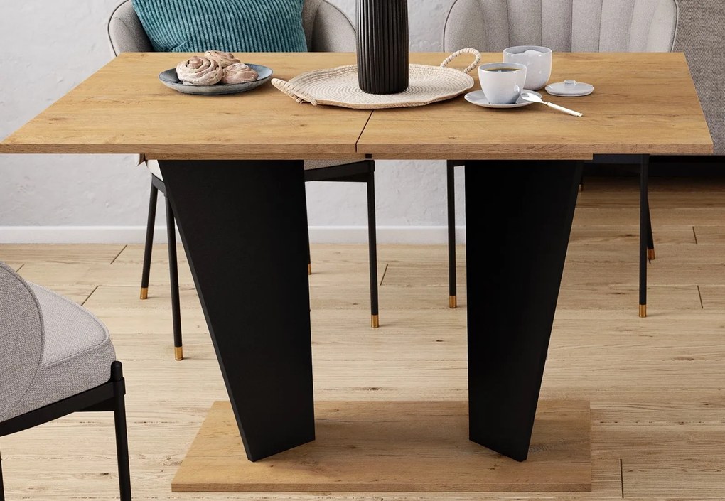 Rozkładany stół do jadalni Violan II R dąb lancelot/czarny mat