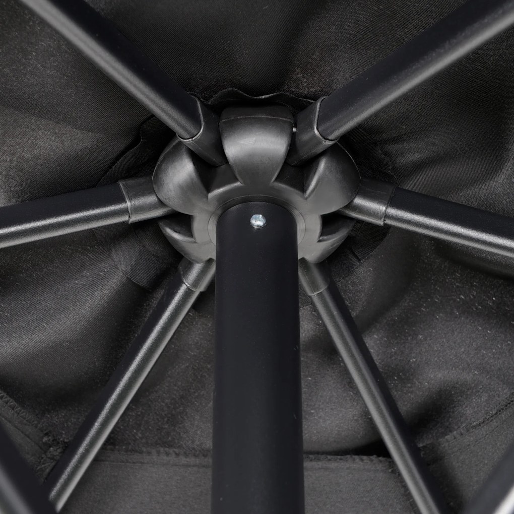 Outsunny Parasol Ø196 cm, Parasol z Funkcją Nachylenia, Sześciokątny Parasol Balkonowy do Plaży Balkonu Ogrodu, Czarny
