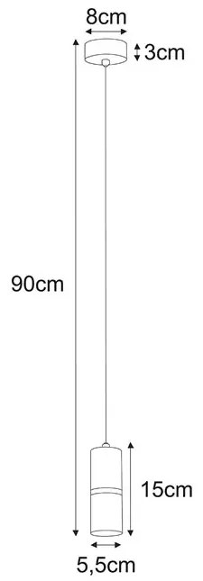 Pojedyncza lampa wisząca metalowa tuba nad wyspę - 3X A558 N0-D35