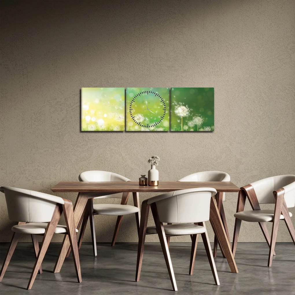 Obraz - Kwitnące mlecze (z zegarem) (90x30 cm)