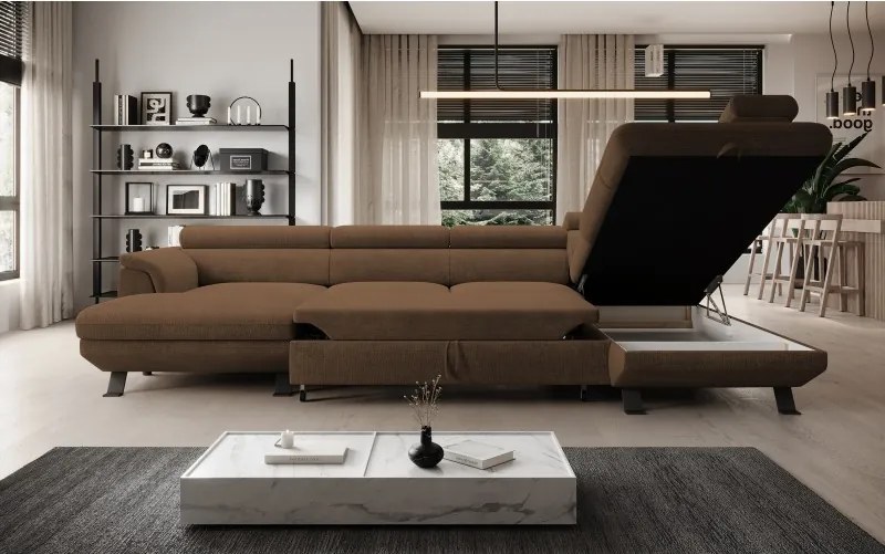 Narożnik RAVEN XL wolnostojący z funkcją spania tkanina Artico 37435 Rdzawy WERSAL