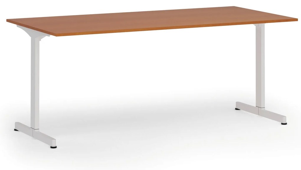 Biurko PRIMO BETA, 180x90 cm, biała podstawa, czereśnia