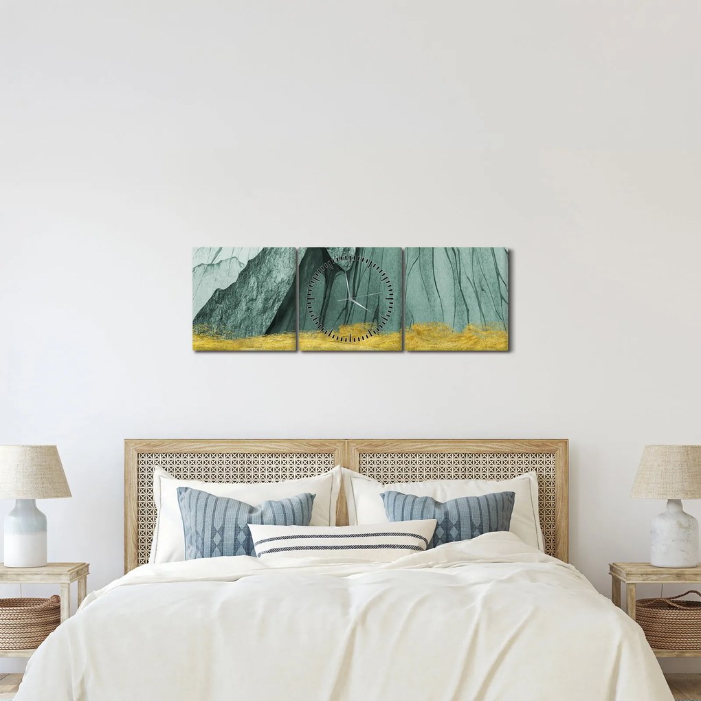 Obraz - Emerald Mountains N⁰3 (z zegarem) (90x30 cm)