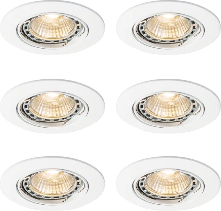 Zestaw 6 nowoczesnych, wpuszczanych reflektorów, białych, z możliwością regulacji, GU10 50mm - Edu