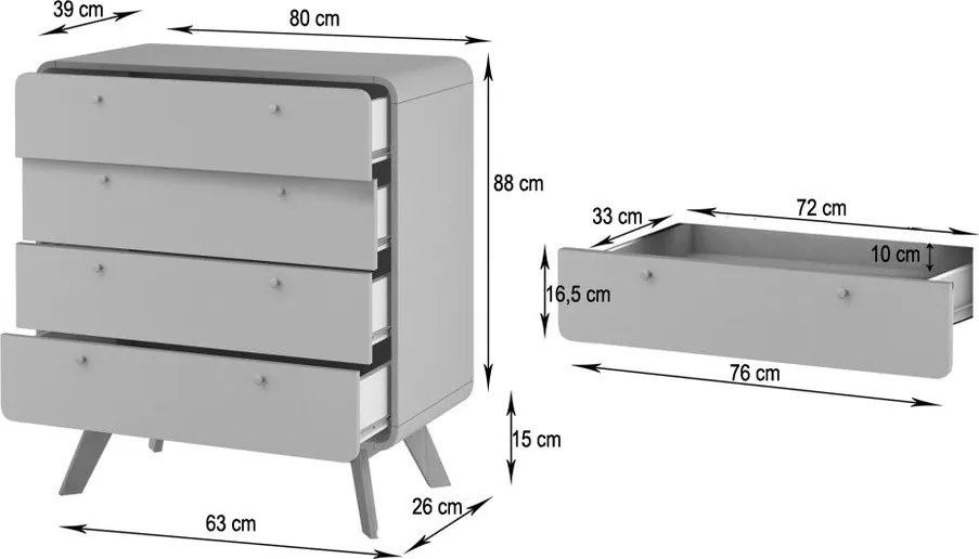 Ciemnobrązowa wysoka komoda w dekorze orzecha 80x88 cm Caitlin – Støraa