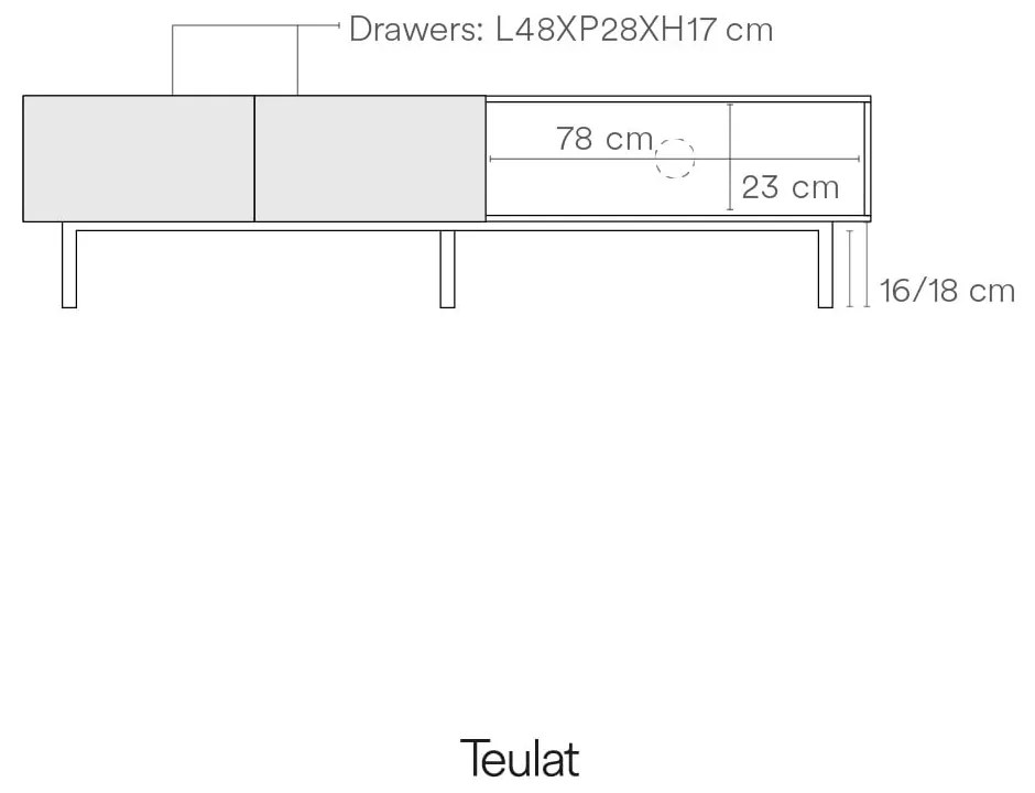 Biało-naturalna szafka pod TV w dekorze dębu 180x45 cm Arista – Teulat