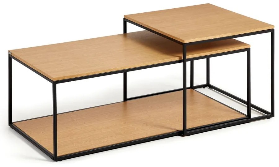 Okrągłe stoliki z blatem w dekorze dębu zestaw 2 szt. 50x100 cm Yoana – Kave Home