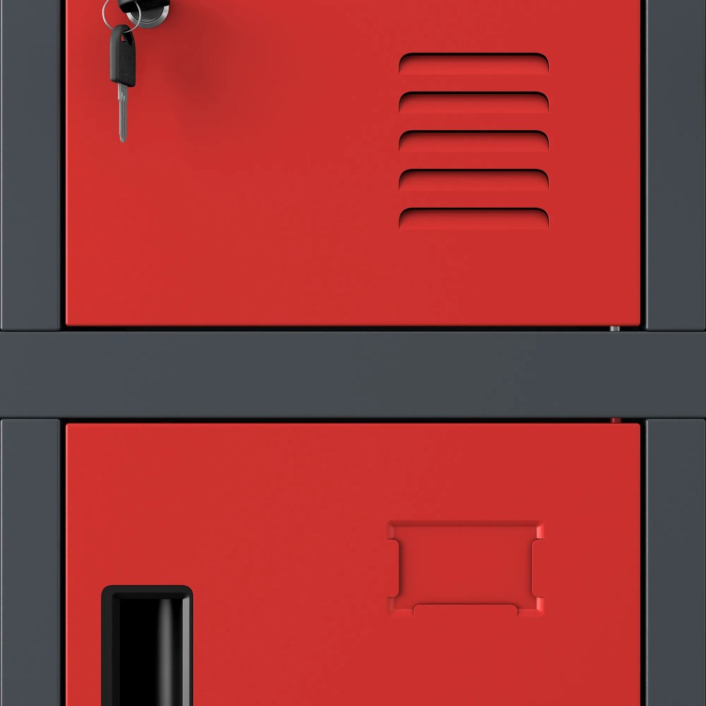 Metalowa szafa socjalna BHP skrytkowa ROBERT 1360 x 1720 x 450 mm, antracytowo-czerwona