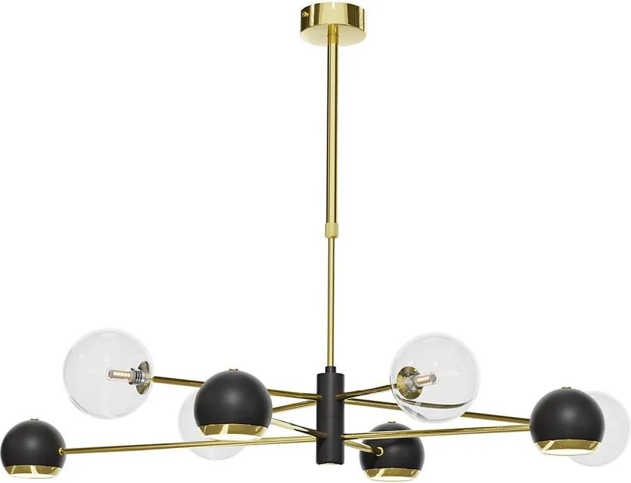 Jupiter 1973-Żyrandol na pręcie MOKA 4xGU10/10W/230V + 4xG9/10W/230V złoty/czarny/przezroczysty