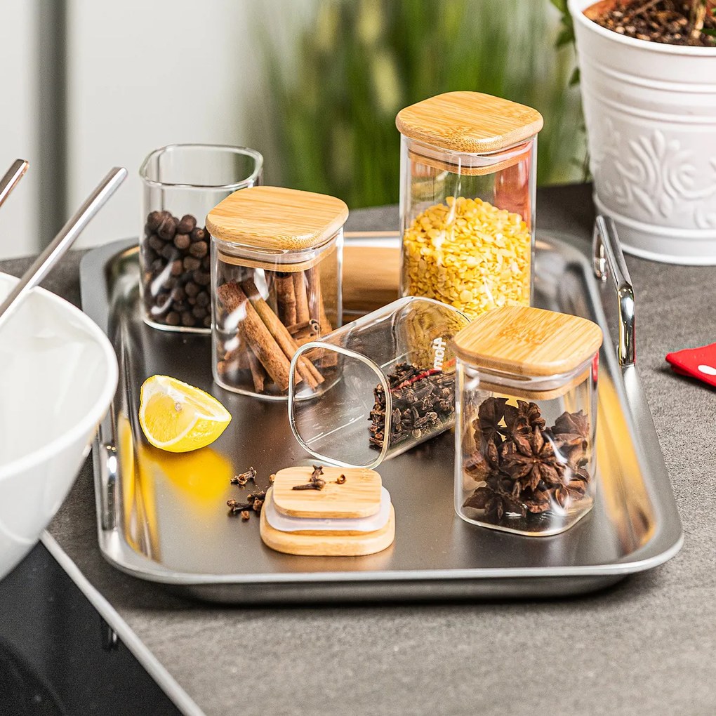 4Home Szklany pojemnik do żywności z wiekiem Bamboo, 170 ml, 170 ml