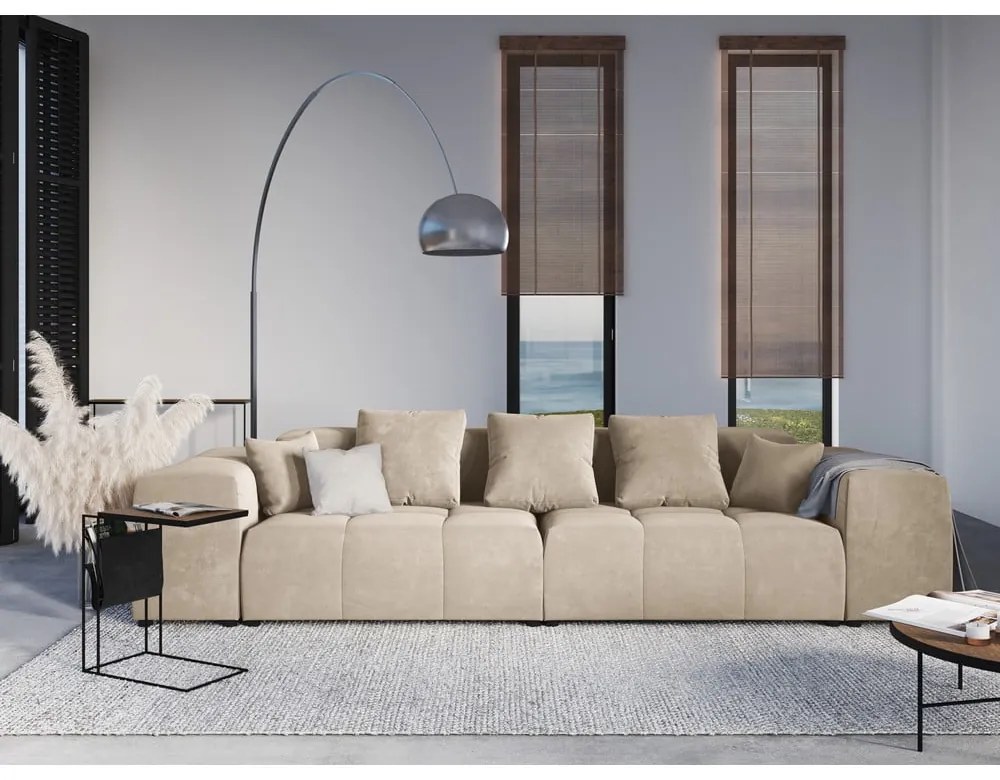 Beżowa aksamitna sofa 320 cm Rome Velvet – Cosmopolitan Design