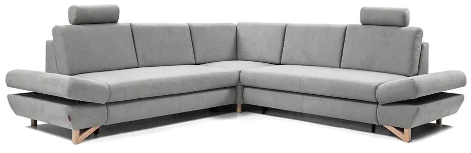 Rozkładany narożnik tapicerowany AVESTA z pojemnikiem w układzie L, szary