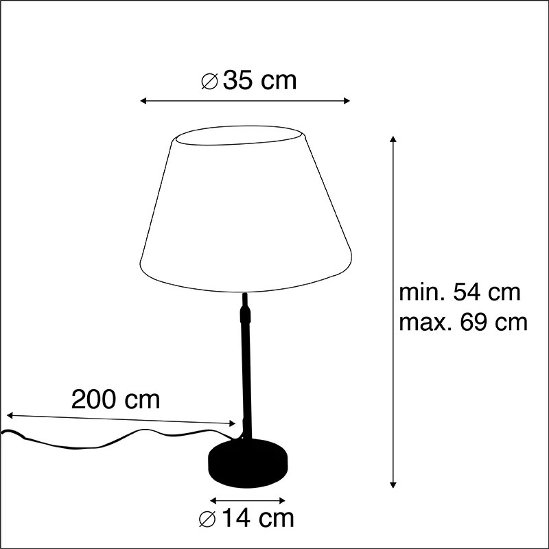 Lampa stołowa czarna z plisowanym abażurem kremowym 35 cm regulowana - Parte