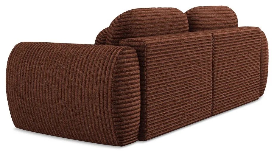 Sztruksowa rozkładana sofa w kolorze terakoty ze schowkiem266 cm Kini – Makamii