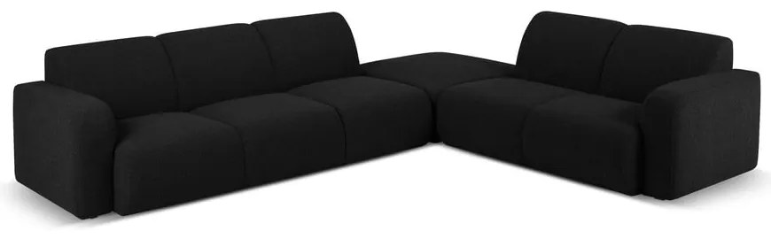 Czarny narożnik z materiału bouclé (prawostronny) Molino – Micadoni Home